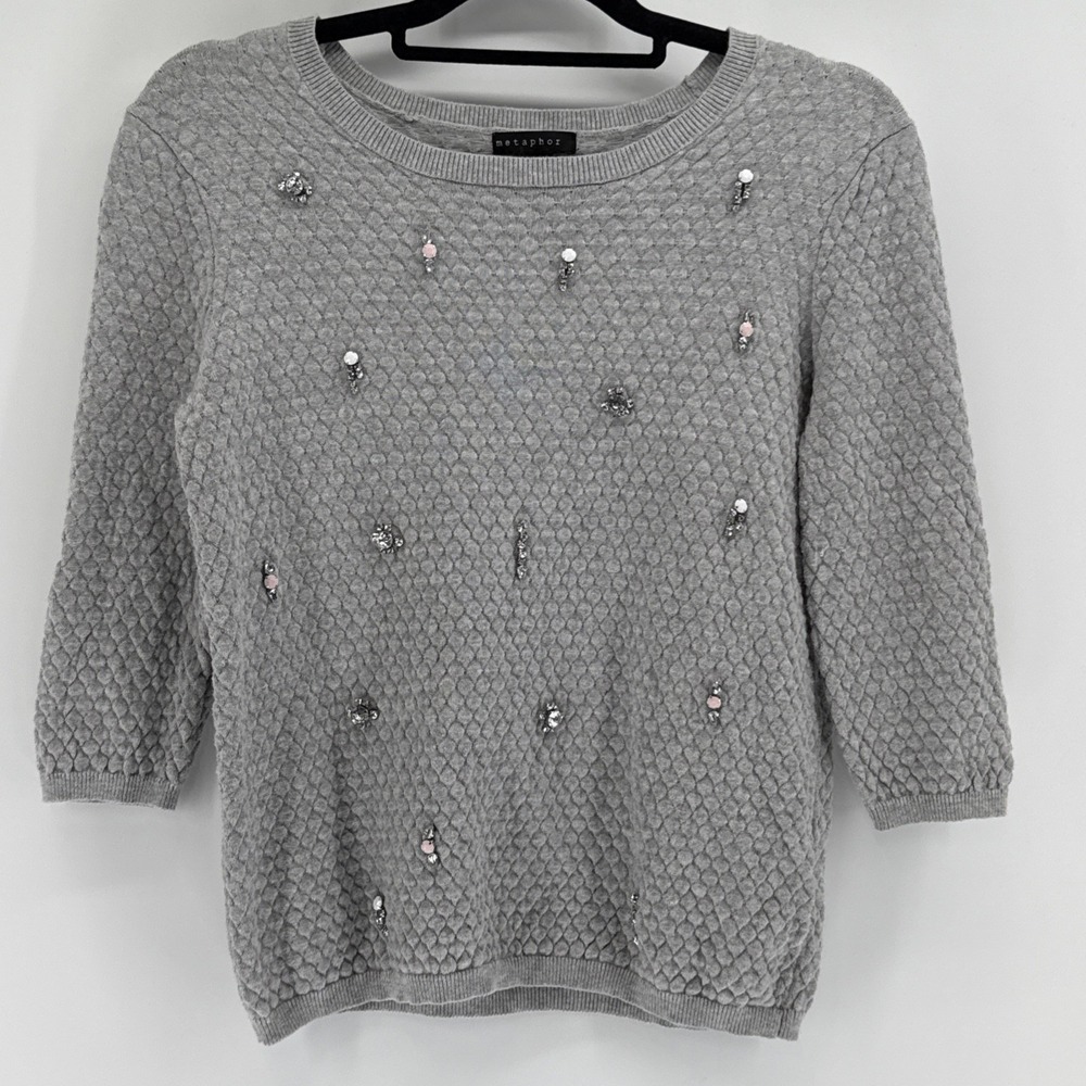 Metaphor Bejeweled Gray‎ Sweater Women's Medium